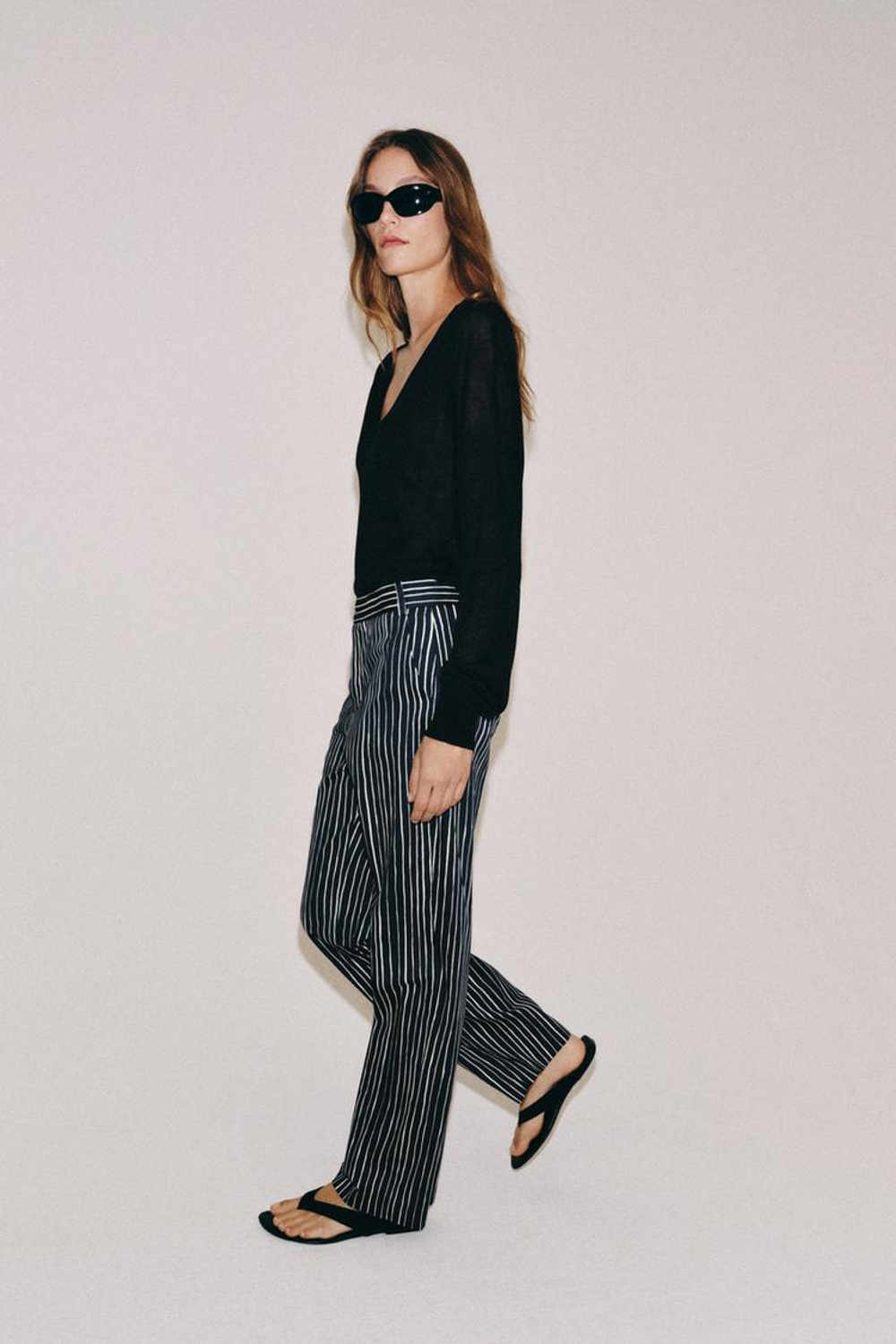ZARA БРЮКИ В ПОЛОСКУ — ZW COLLECTION, МОРСКОЙ СИНИЙ