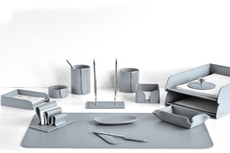 НАСТОЛЬНЫЙ НАБОР ИЗ КОЖИ CUOIETTO ЦВЕТ СЕРЫЙ 14 ПРЕДМЕТОВ