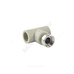 Тройник PP-R комбинированный серый Дн 20х3/4" с накидной гайкой VALFEX 10140120Г