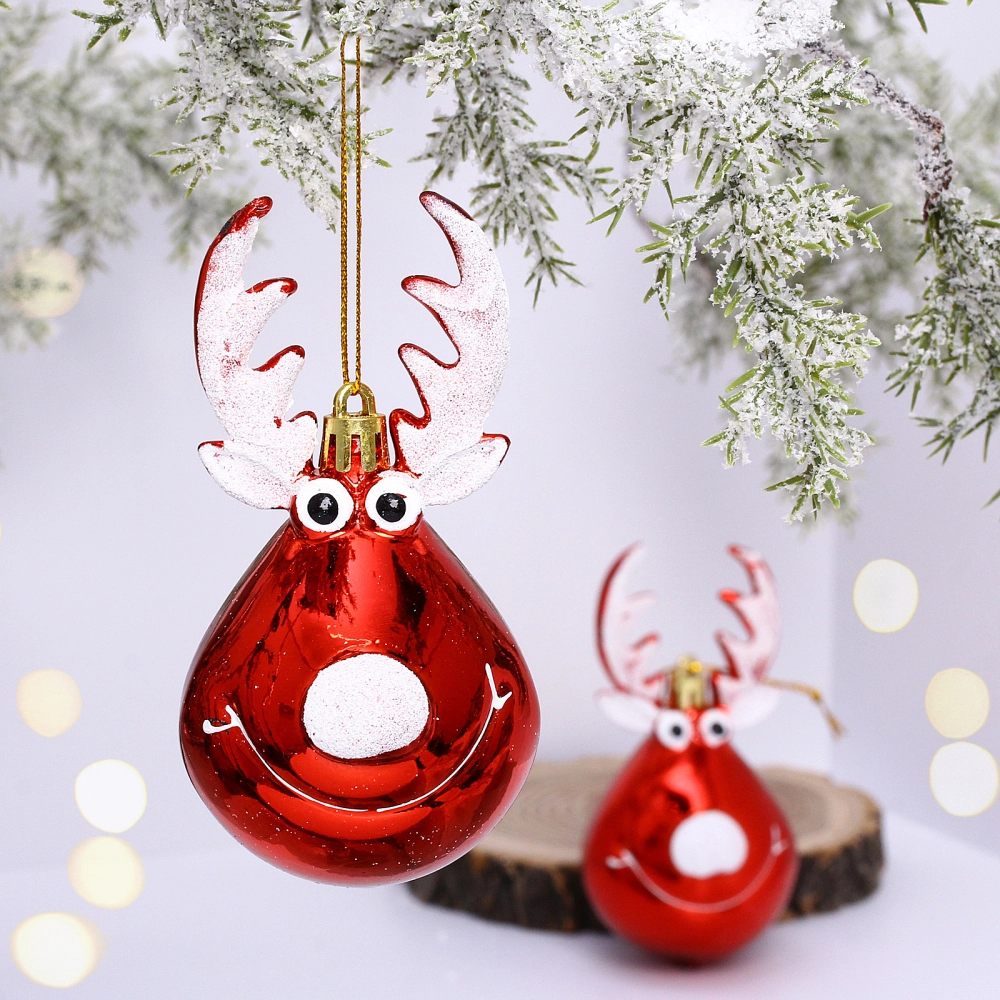Ёлочная игрушка «Счастливый лось» 13 см (2 шт), красный
