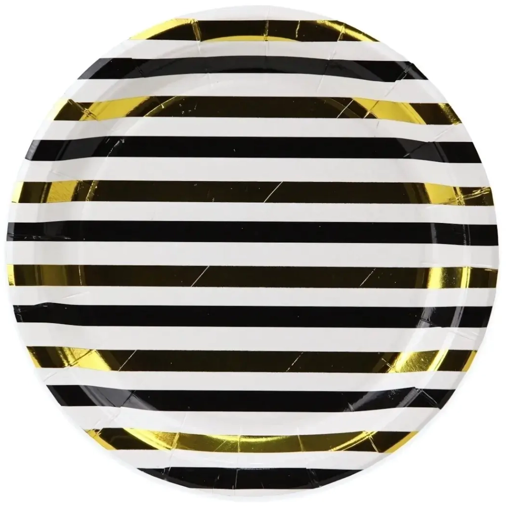 Набор бумажных тарелок «Полосы» с золотым тиснением,18 см,6 шт, еврослот