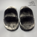 Шлепанцы из меха кролика | Окрас под шиншиллу