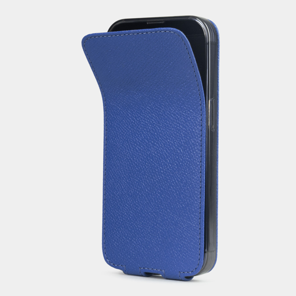 Чехол для iPhone 15 Pro из кожи сафьяно, ярко синего цвета
