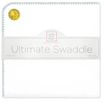 SwaddleDesigns Фланелевая пеленка для новорожденного - White with SeaCrystal Pastel Trim
