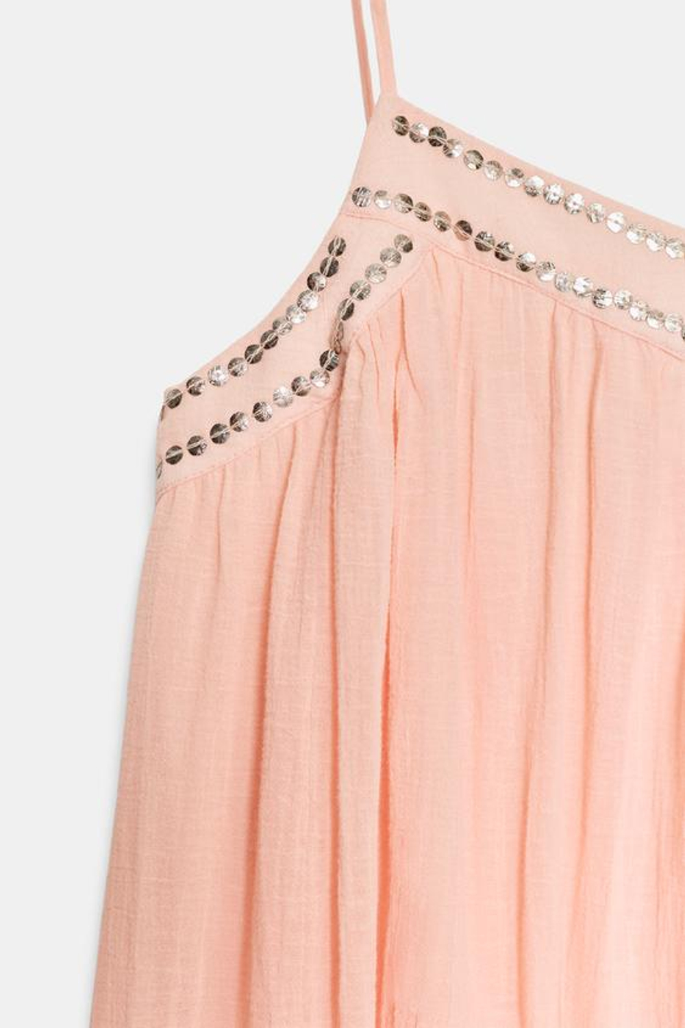 ZARA ПЛАТЬЕ МИДИ С ЗАКЛЕПКАМИ, НЕОНОВО-ОРАНЖЕВЫЙ