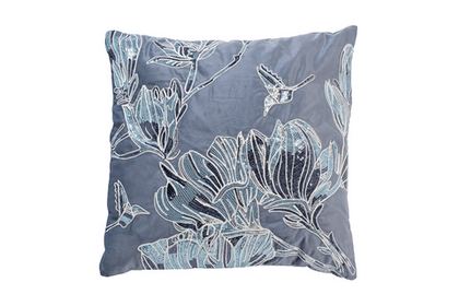 Подушка с пайетками "Арт Магнолия" синий 45x45см Garda Decor