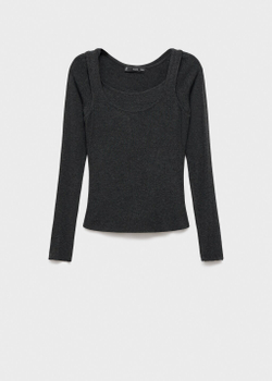 Комбинированный джемпер с круглым вырезом