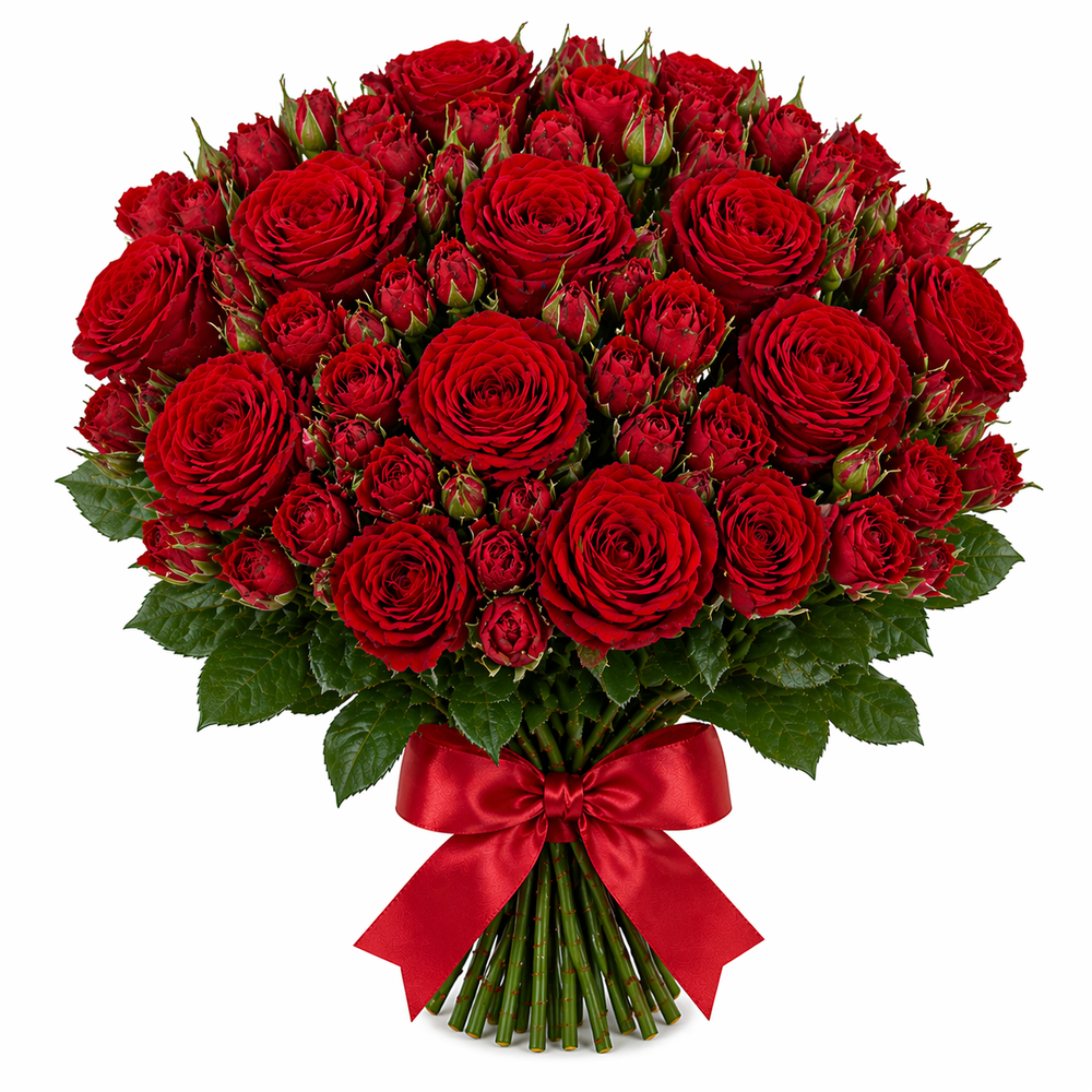 Букет из 15 кустовых красных роз