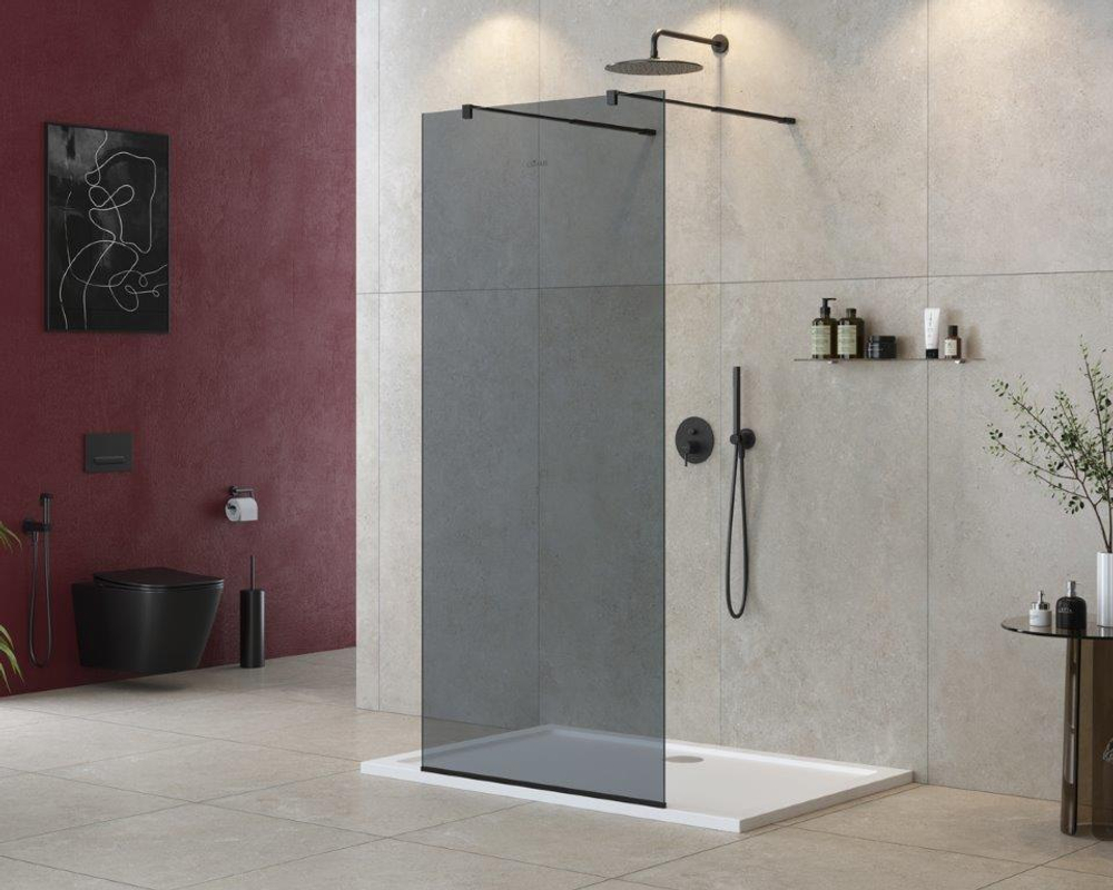 Душевая перегородка Cezares LIBERTA-L-2-100-GR-NERO чёрный профиль, стекло серое