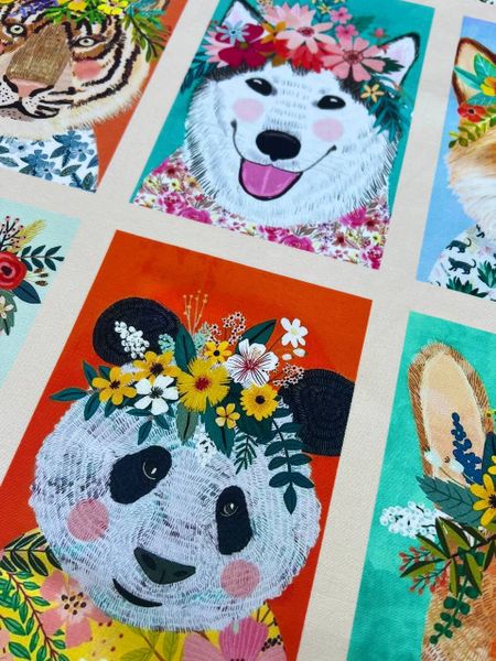 ЖИВОТНЫЕ В ЦВЕТАХ, Купон 39/110 см - 100% хлопок 4