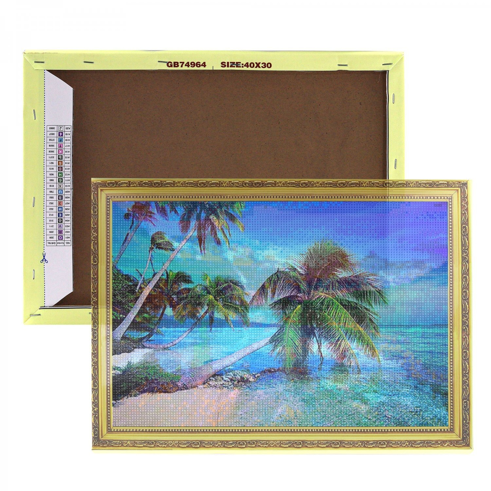 Алмазная мозаика Alingar, на подрамнике, с полным заполнением, (глянц.) дизайн рамка, 30х40 см, 20 цветов, "Тропики"