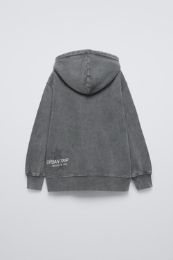 ZARA ХУДИ С НАДПИСЬЮ, АНТРАЦИТОВО-СЕРЫ