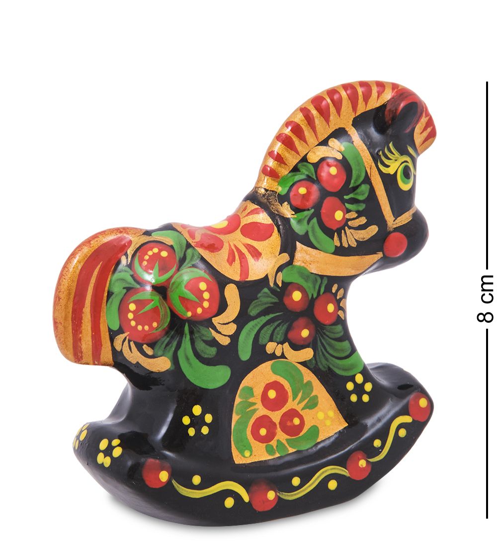 ГЛ- 957 Фигурка «Лошадка-Качалка» хохлома (Гжельский фарфор)