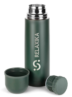 Термос Relaxika 101 (0,75 литра), хаки (стикерпак "Кемпинг")