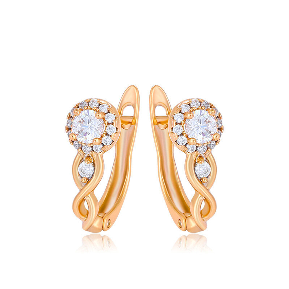 Серьги сережки женские с камешками бижутерия  Коса, золото