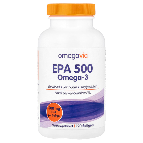 OmegaVia, ЭПК 500, омега-3, 500 мг, 120 капсул