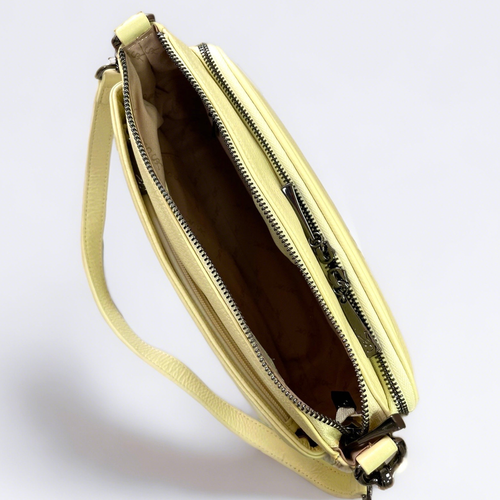 Женская сумка кросс-боди Valensiy 2001378628542-4109K натуральная кожа, желтая