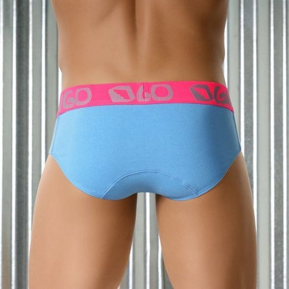 Мужские трусы брифы голубые с розовой резинкой Gigo Traditional Blue Candy