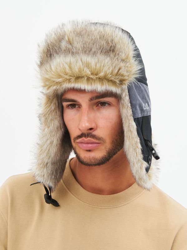 Шапка ушанка зимняя Канада ткань Finlandia цвет Серый/Черный