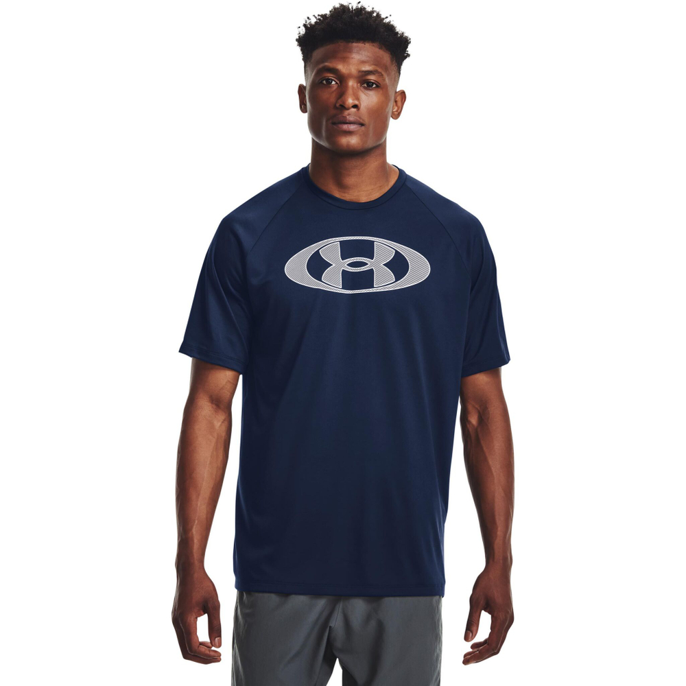 Мужское теннисное поло Under Armour Tech 2.0 Lockertag T-Shirt Men - Dark Blue, White
