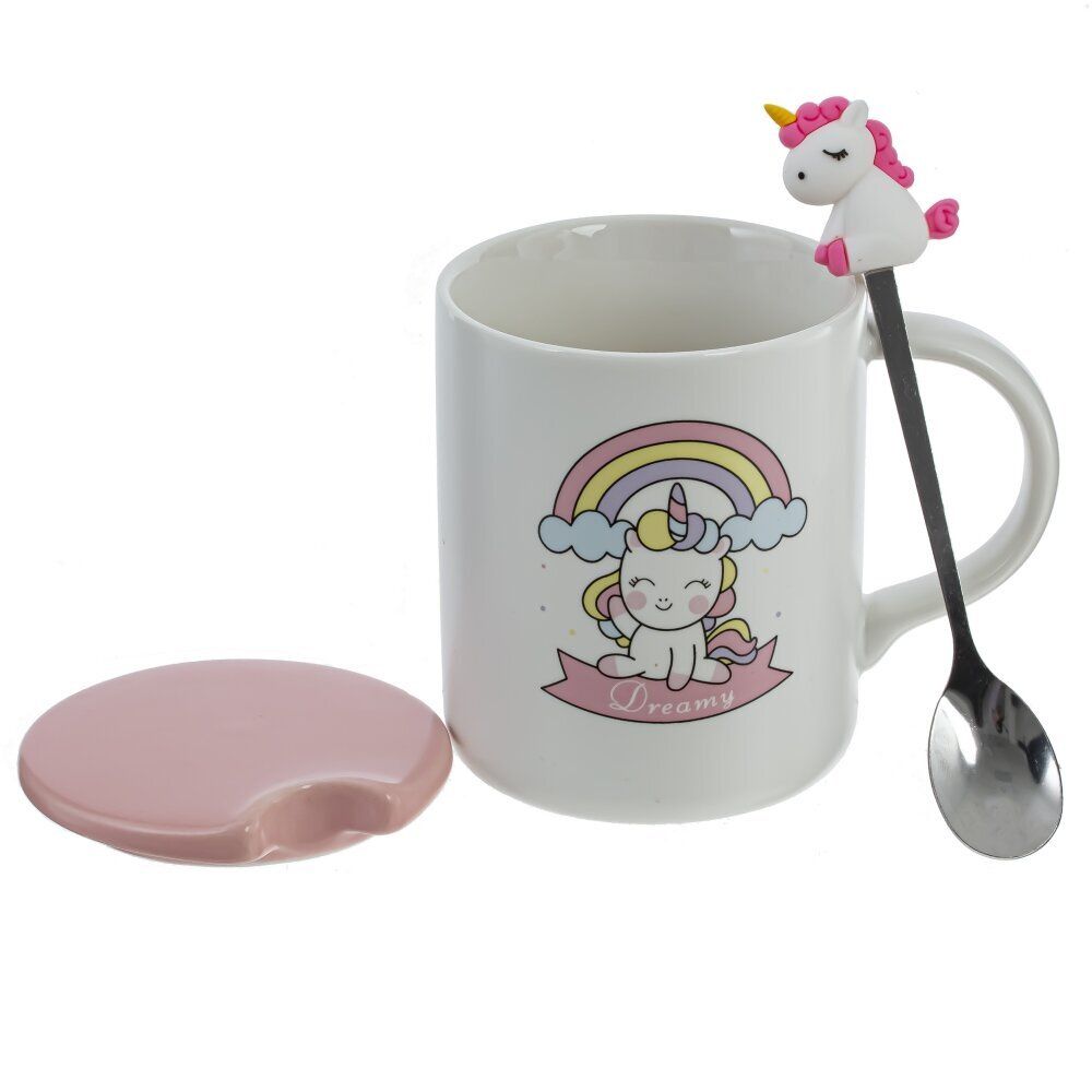 GAEM Кружка с крышкой и ложкой, 350 мл, L11,5 W8 H9,5 см, 4в.