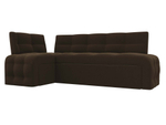 Диван кухонный угловой Люксор левый угол, Коричневый, Микровельвет, 28603L