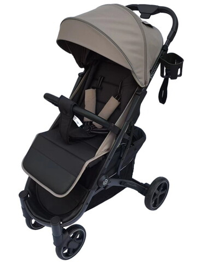 Коляска прогулочная Peppy Polo sandstone черная рама, сумка
