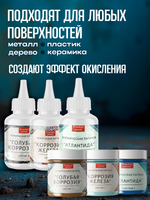 Комбо химических патин (голубая коррозия+коррозия железа+атлантида+грунт унив.прозрачный 20 мл)