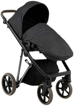 Детская коляска Roan Sol Vintage Luxury 2.0 3 в 1 с автокреслом Tutis Elo Lux EduSky Grey PIX/55/D Pixel/Dark/Nickel/руч.Cappuccino