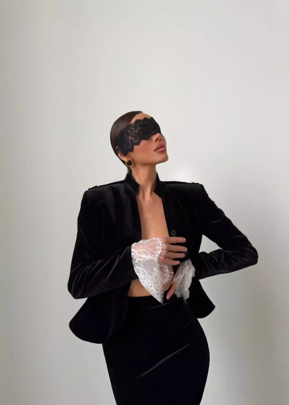 Митенки из французского кружева "Мяу", Белые