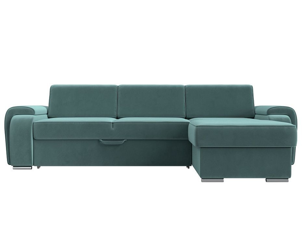 Диван угловой Лига-025 правый угол, Бирюзовый, Велюр, 119235