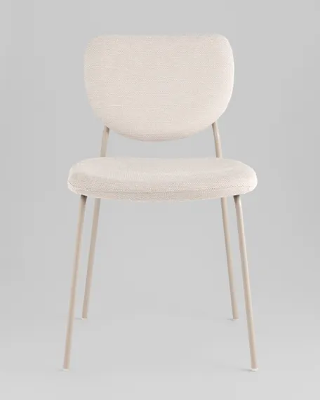 Стул обеденный Gigi шенилл бежевый кремовые ножки