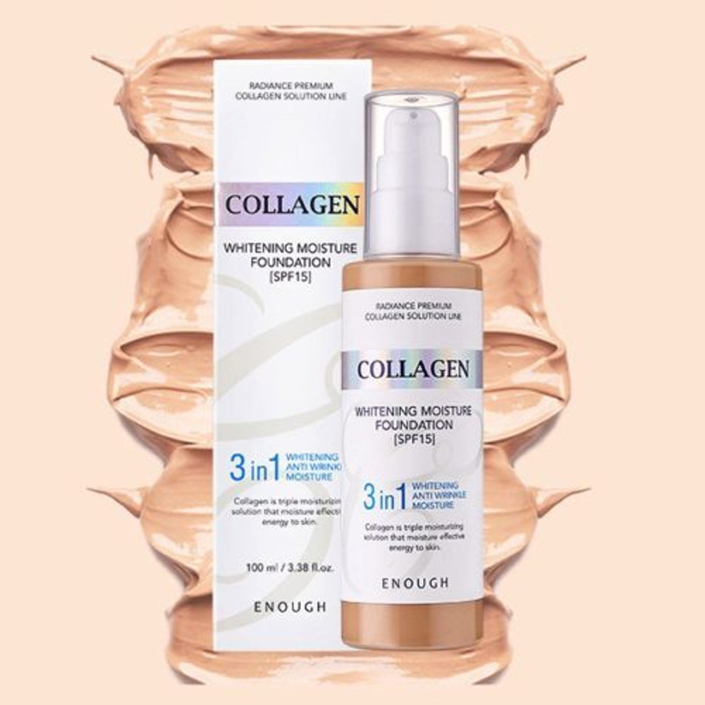 Enough Collagen Whitening Moisture Foundation тональный крем с коллагеном 3 в 1 для сияния кожи SPF 15, 21 тон