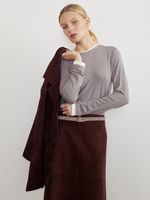 БАЗОВЫЙ ТОНКИЙ РЕМЕНЬ С ТРЕУГОЛЬНОЙ ПРЯЖКОЙ ЗАМША СЕРЫЙ