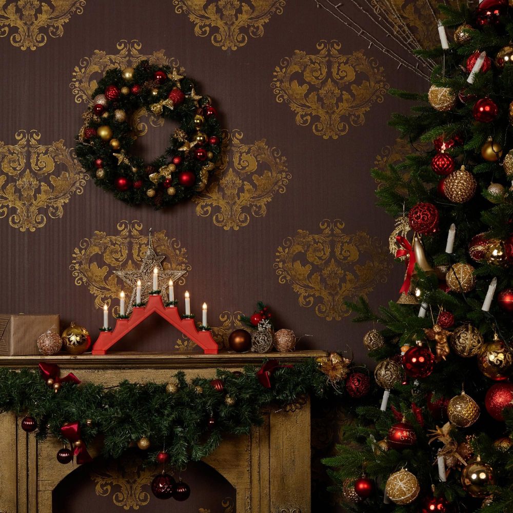 UDL-L7101-007-SWA-WW RED BRIDGE Фигура Новогодняя горка. 39.5х30.5см. 7 миниламп накаливания. Теплый белый свет. Корпус красный. Материал пластик. TM Uniel