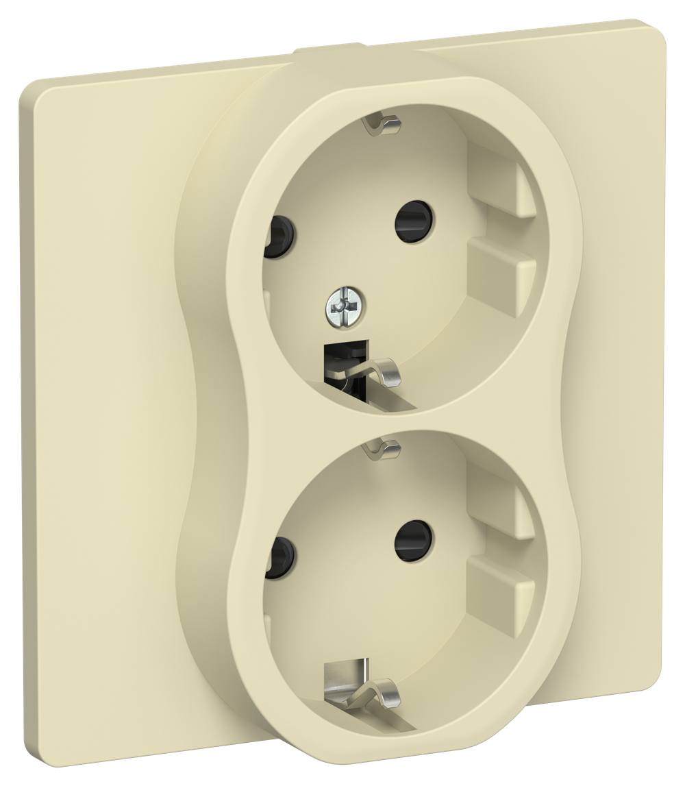 FLITE Розетка 2-местная с заземлением с защитными шторками безвинтовое крепление 16А РСш12-1-К-ФлН навахо IEK