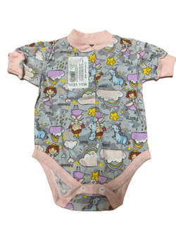 Боди короткий рукав на кнопках швы наружу из кулирки (100% хлопок) на рост 62 см