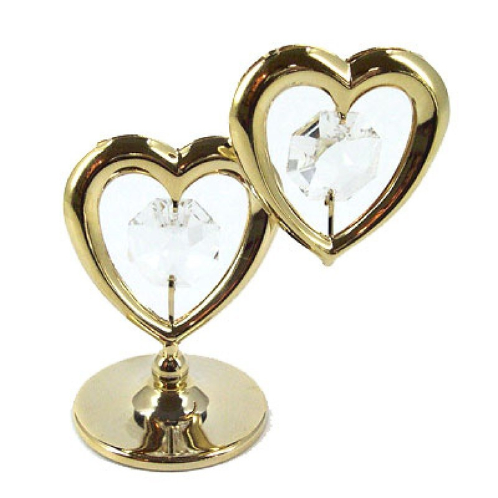 Декоративная композиция Crystocraft Два сердца с кристаллами Swarovski, 6 см