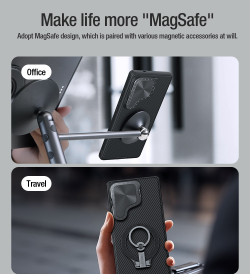 Чехол с поддержкой MagSafe от Nillkin на Samsung Galaxy S25 Ultra с металлической крышкой для камеры, серия CamShield Prop Magnetic Case