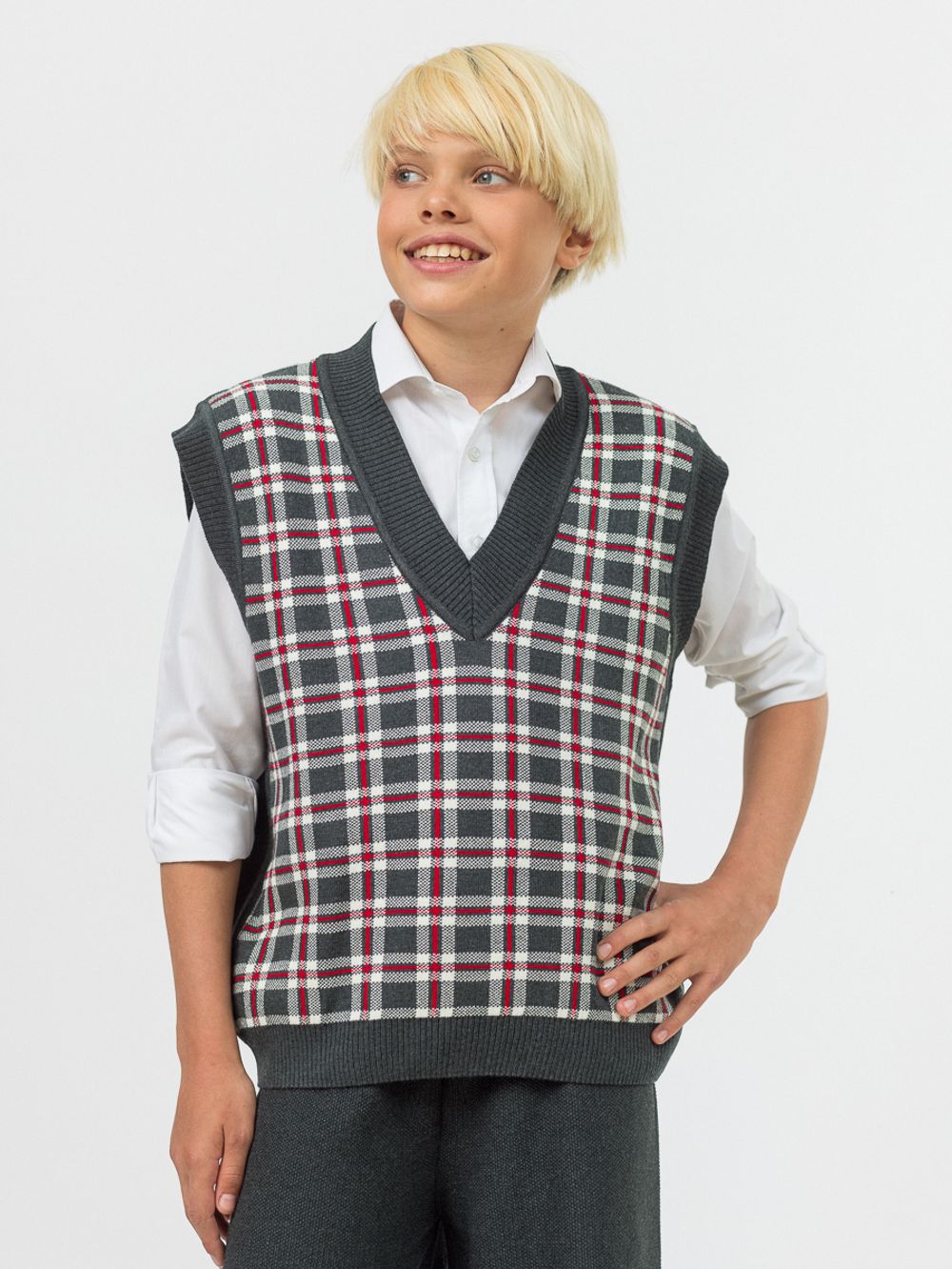 Жилетка для мальчика в школу AT1081 серый