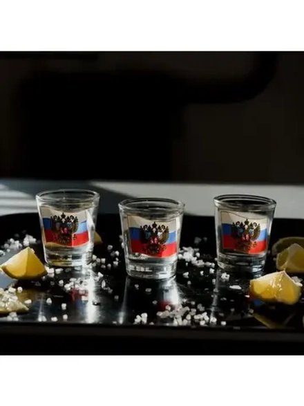 Набор рюмок стеклянных "Россия" 3 шт 50 мл