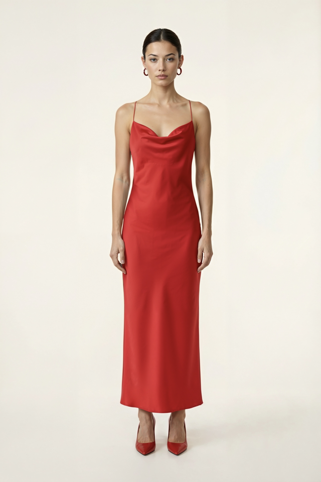 Платье комбинация с открытой спиной из атласа