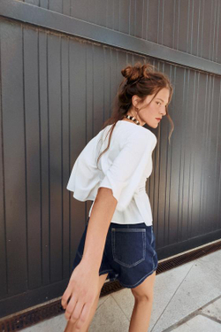 ZARA КРОП-ТОП С КРУЖЕВОМ, БЕЛЫЙ