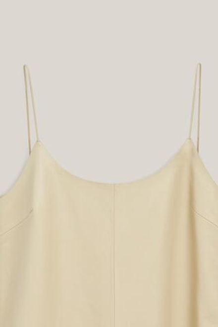 Massimo Dutti Платье-миди из кожи наппа - Limited Edition, бежевый