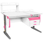 Растущая парта СУТ 25 с задними полками СУТ.15.210 и СУТ.15.240 и навесной тумбой (1200×880 мм)