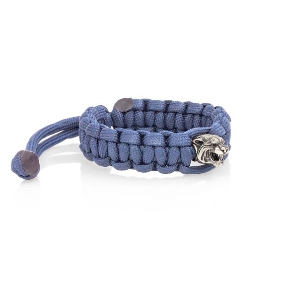 Браслет с шармом Тигр из мельхиора - синий паракорд, вид 2