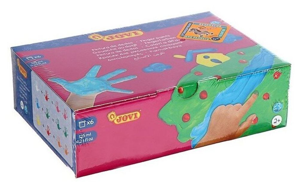 Краски пальчиковые JOVI (Испания), 6 цветов по 125 мл, на водной основе, в баночках, 560/S