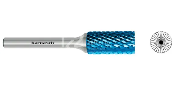 Борфреза твердосплавная Karnasch форма B, 6х18х6х50 мм, насечка HP-6, покрытие Blue-Tec, арт. 11.5014-050