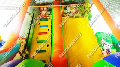 Надувной батут "Мир сафари" с цветным полом 8*4*5 м,