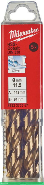 Сверло по металлу Milwaukee HSS-Co 11.5мм 5шт (4932373357)